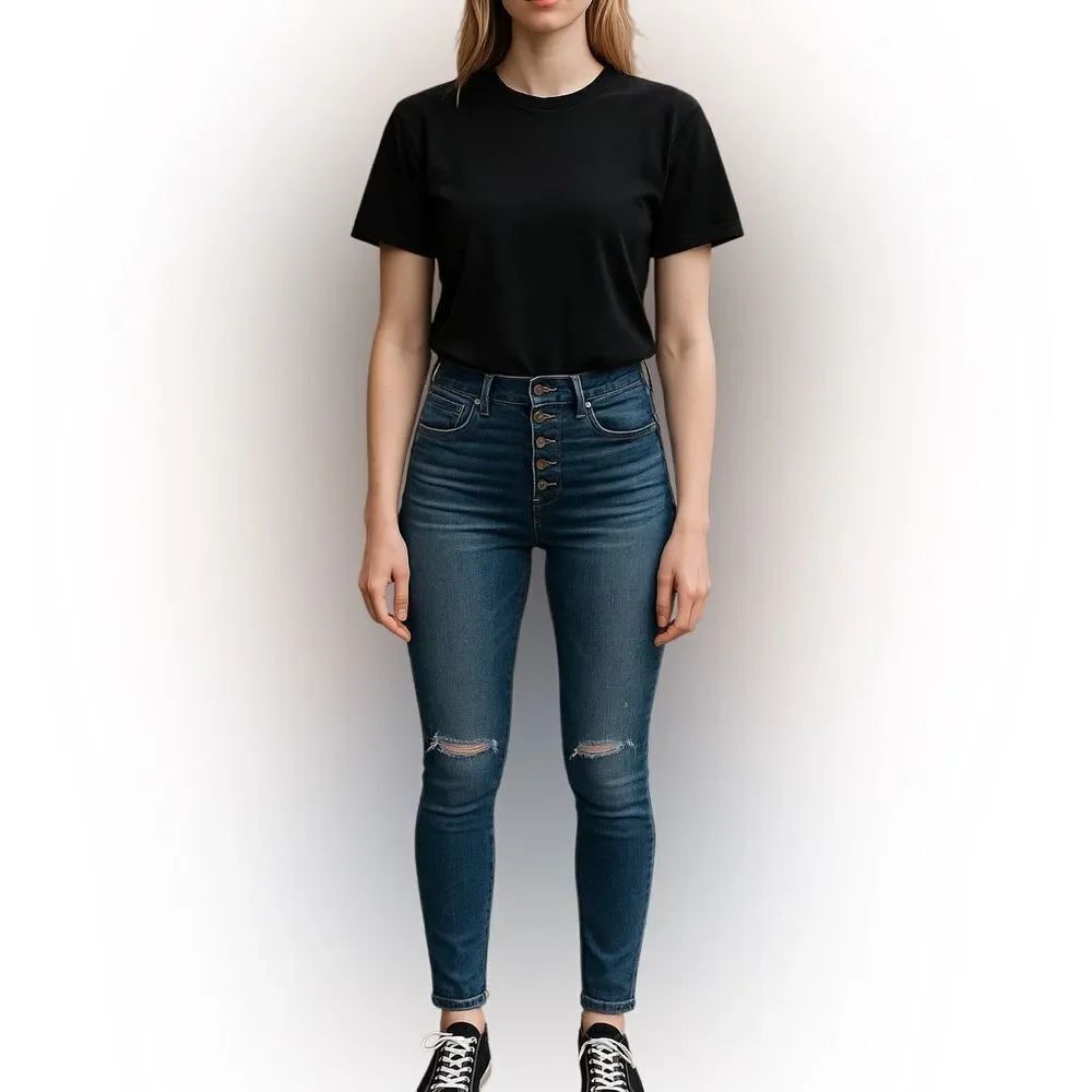 Madewell Women’s Distressed High Rise Button-fly Skinny Jeans Size 26